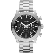 New FOSSIL Keaton Chronograph Mens Quartz Black Watch Steel Bracelet