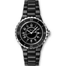 New High Tech Ceramic Ladies` Watch W/ Black Dial