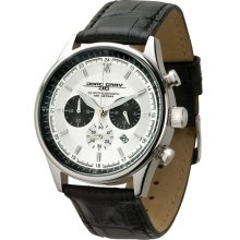 New Jorg Gray JG6550 Black Leather Silver Dial Black Chronograph Men's Watch - Black - Leather