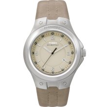 New TIMEX Expedition Metal-Tech Mens Ladies Quartz Steel Watch Beige Leather - Beige - Leather