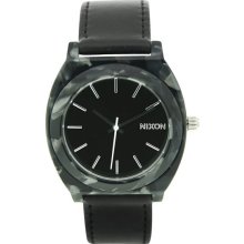 Nixon Ladies Time Teller Plastic Resin Case Black Leather Strap Black Dial A328-039