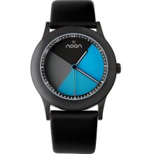 Noon Copenhagen Mens The Changer 17 Analog Stainless Watch - Black Leather Strap - Blue Dial - 17-022