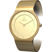 Obaku Harmony Womens Ultra Slim Stainless Watch - Gold Bracelet - Gold Dial - V133LGGMG