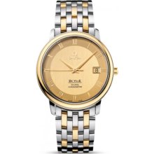 Omega DeVille Prestine Champagne Dial Steel and Yellow Gold Mens Watch 4374.11