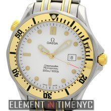 Omega Seamaster 300 M Quartz Steel & 18k Yellow Gold White Dial