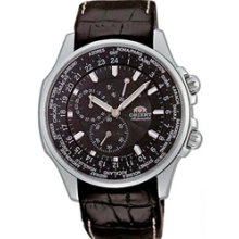 Orient Sightseer Black 23-Jewel Automatic World Traveler Watch, Sapphire Crystal #CEY04004B