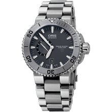 Oris Aquis Titan Small Second 46mm Watch - Grey Dial, Titanium Bracelet 74376647253MB Sale Authentic