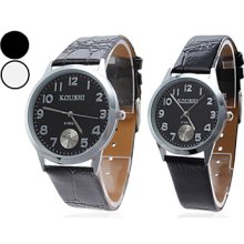 Pair of Unisex Elegant PU Analog Quartz Wrist Watch (Assorted Colors)