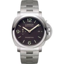 Panerai Luminor Marina Mens Titanium Watch Black Arabic Dial PAM00352