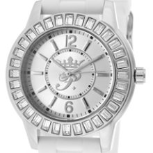 Paris Hilton Watches Women's White Crystal Silver Dial White Silicone