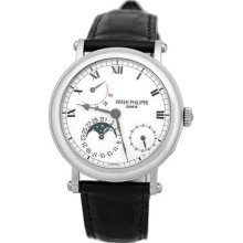 Patek Philippe 18k White Gold 5054 Officer Moonphase Power Reserve Warranty