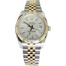 Pearlmaster diamond bezel rolex datejust watch perpetual white stick dial