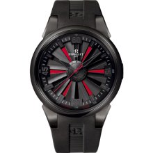 Perrelet Turbine DLC 44mm Watch - Black/Red Dial, Black Rubber Strap A1047/1 Sale Authentic Titanium