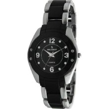 Peugeot 7071Bk Women'S 7071Bk Acrylic Link Silver-Tone Black Watch