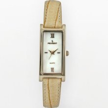 Peugeot Gold Tone Mother-Of-Pearl Leather Watch - 3017Tn - Women