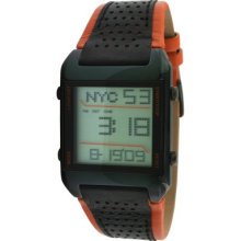 Peugeot Mens Rubber Digital Watch - Black/Orange