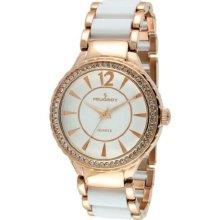 Peugeot Women's Acrylic Link Crystal Bracelet Watch - Rose Gold/White