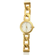 Peugeot Women's Goldtone White Leather Strap Watch