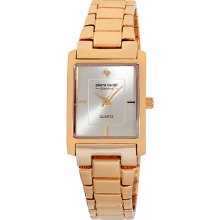 Pierre Cardin Women's Gold-Tone Rectangular Diamond Accent Dial Watch