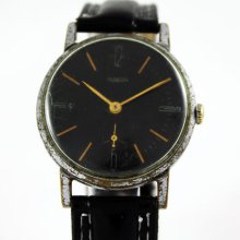 POBEDA Vintage Military men's watch 15 Jewels Amazing Black Dial Export Version made in USSR (req46406)