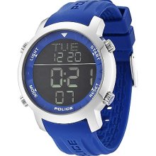 Police Cyber Mens Digital Chronograph Day-Date Blue Silicon Watch ...