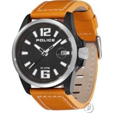 Police Lancer Mens Orange Leather Strap 12591JSUS/02 Watch