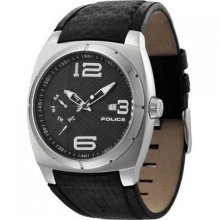 Police PL12675JS/02 Quartz Men's Black Leather Analog Sports Watch