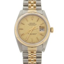 Pre-owned Rolex Men's Datejust Two-tone Champagne Florentine Dial Watch (SS yellow gold 36mm, champagne florentine dial)
