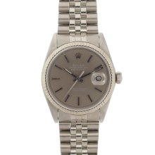 Pre-owned Rolex Men's Datejust Stainless Steel White Gold Grey Dial Watch (SS white gold 36mm, grey dial)