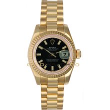 President 179178 18K Gold New Style Heavy Band Black Dial