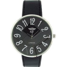 Prince London Jumbo Dial Black Strap Ladies Watch Pi-2016