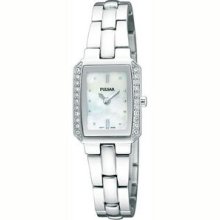 Pulsar Ladies Watch W/ 22 Swarovski Crystals & Mother Of Pearl Dial