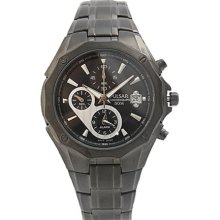 Pulsar Mens Chronograph Stainless Watch - Black Bracelet - Black Dial - PF3961