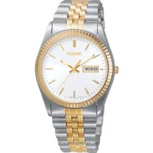 Pulsar Men's Day/Date Watch - Stainless & Gold-Tone - White Face PXF108