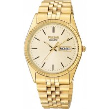 Pulsar Men's Day/Date Watch Gold-Tone Case & Bracelet PXF102