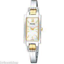 Pulsar Pege69x Womens Crystal Bangle Two Tone Stainless Steel Watch