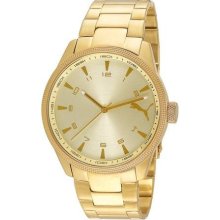 Puma Mens Motor Indicator Analog Stainless Watch - Gold Bracelet - Gold Dial - PU102601006