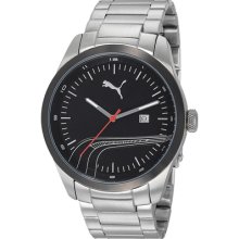 Puma Stripe Black Dial Stainless Steel Mens Watch PU102531004