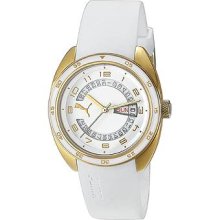 Puma Unisex Activ Small Course Analog Stainless Watch - White Rubber Strap - White Dial - PU102522003