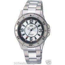 Q & Q By Citizen Silver Gents White Dial Quartz Watch 50m Water Resist