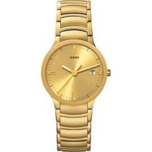 Rado R30527253 Watch Centrix Mens - Gold Dial Goldtone Stainless Steel Case Quartz Movement