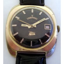 Rare Swiss Gilt Watch Tramway 17 Jewels A580