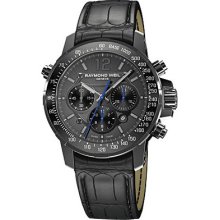 Raymond Weil Nabucco Chrono Titanium Bracelet 46mm Watch - Grey Dial, Titanium Bracelet 7800-TI-05607 Chronograph Sale Authentic