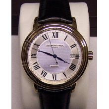 Raymond Weil Watch Maestro Pvd Gold Silver Date Leather Automatic 2837-pc-00659