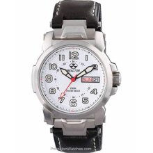 Reactor Atom Mens Strap Watch White Dial Solid Steel Case 68205
