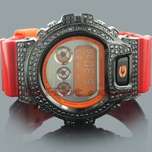 Red G-Shock Watch with Black Crystals