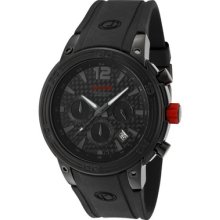 Red Line Men's Mission Chronograph Black Carbon Fiber Dial Black Silic