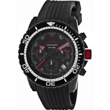 Red Line Men's Piston Chronograph Black Dial Black Ip Case Black Silic