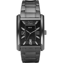 Relic by Fossil Mens Rectangular Black Gunmetal Tuxedo Quartz Watch ZR77109