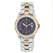 Relic Two Tone Stainless Steel Dark Purple Dial Men's Watch PR6154